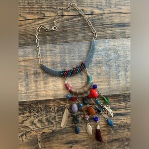Boho Festival Tribal Southwestern Multicolor Beaded Statement Necklace